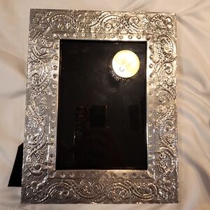 Ornate Silver Inlay Photo Picture Frame